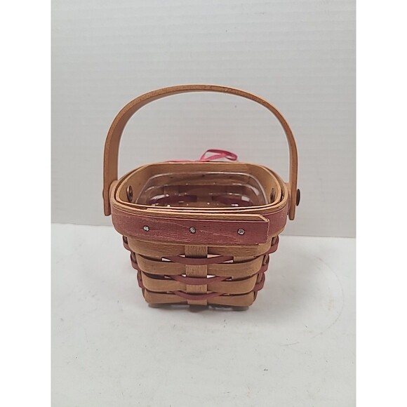 Vintage Longaberger 1995 Small Berry Basket Heart Sentiments Tie On - Picture 3 of 7